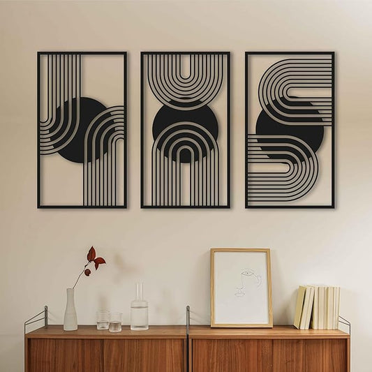 Abstract Metal Wall Frame Set Of 3